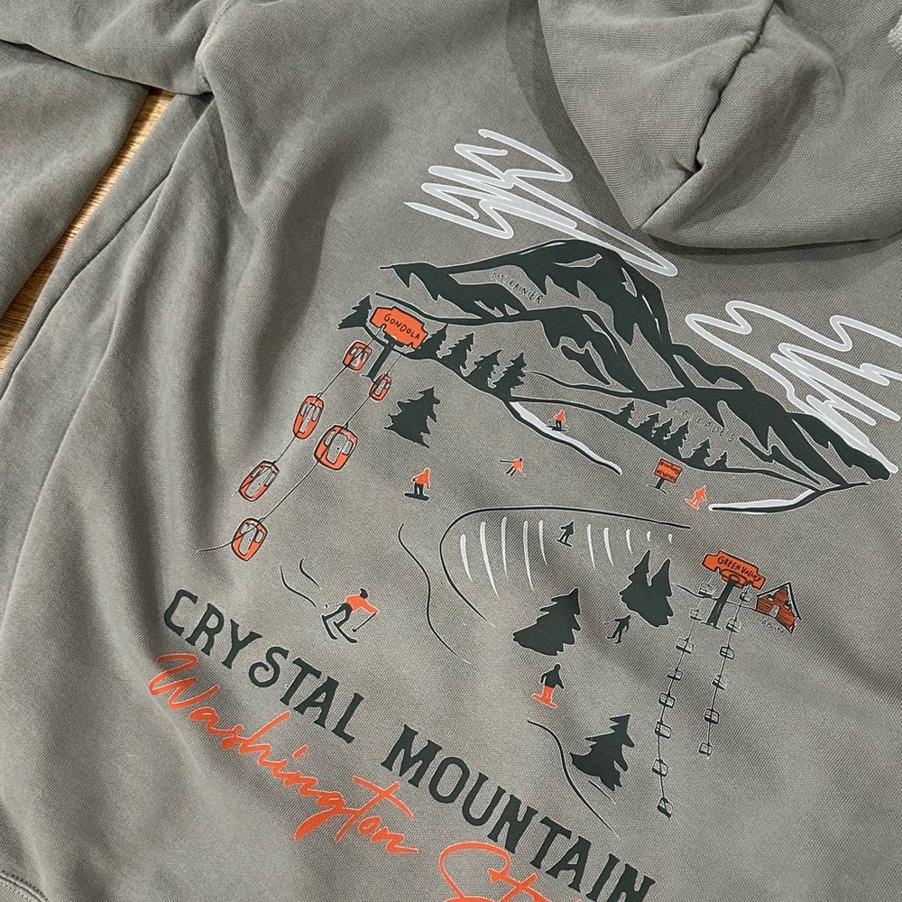 Gray Hoodie with Mountain Graphic
